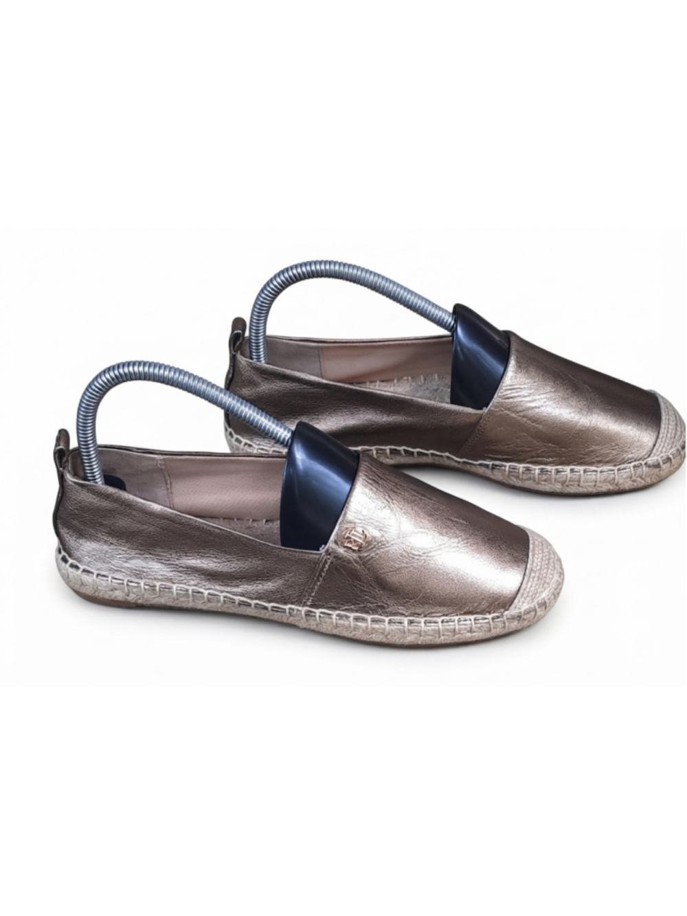 Lauren Ralph Lauren metallic leather espadrilles." aged gold" Womens size 6.5